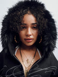So Help Me God Rhinestone Fur Hoodie